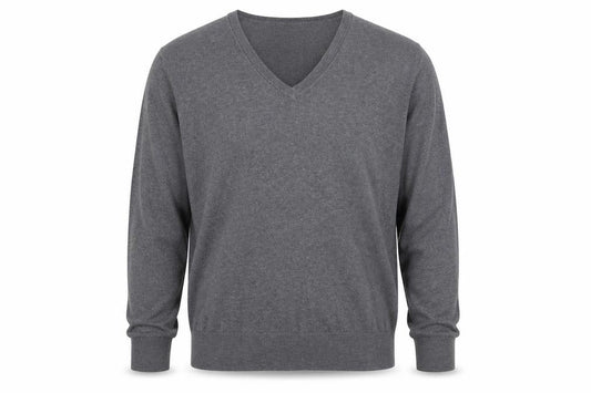 Front view of Kirkland Signature men’s grey jumper, size 2XL
