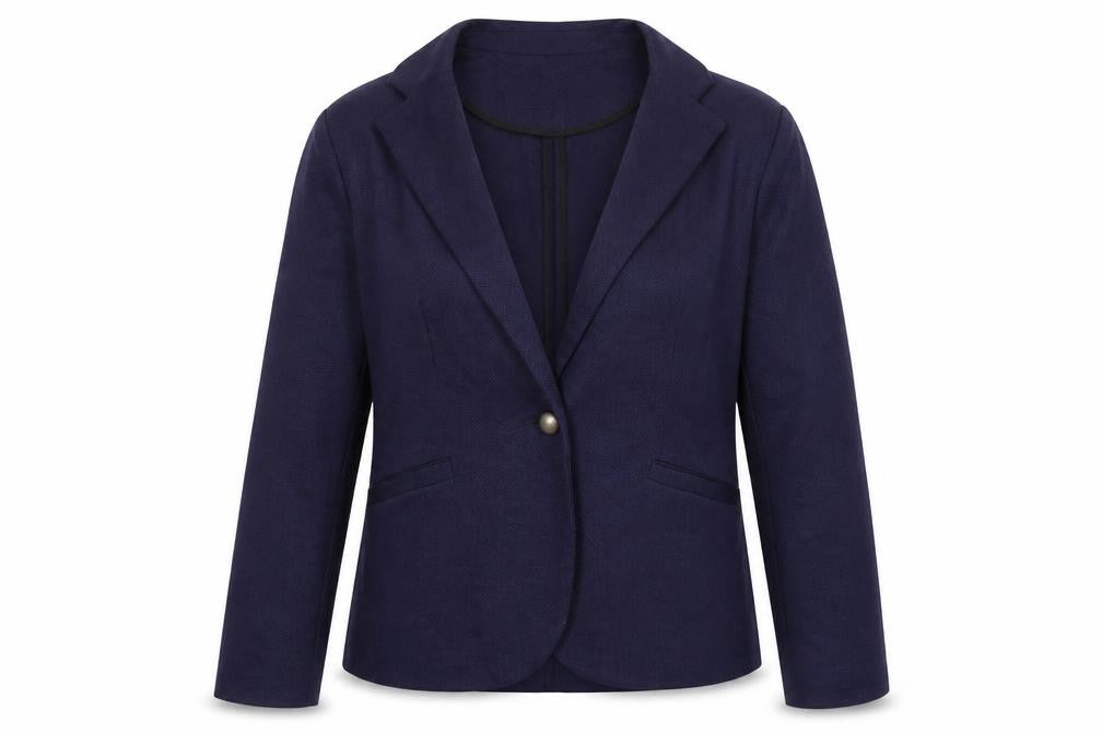Front view of New Look women’s blue jacket blazer, size UK 12