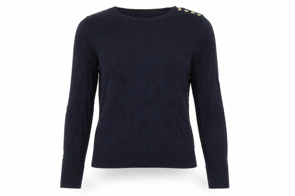 Front view of H&M women’s blue jumper, size M
