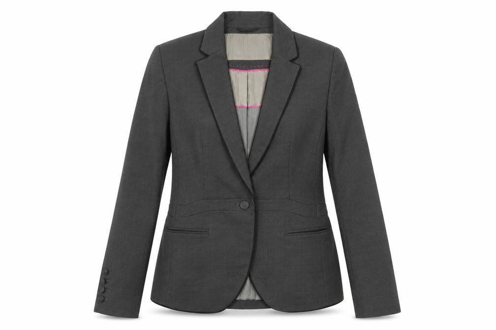 Front view of Next women’s grey jacket suit jacket, size UK 12