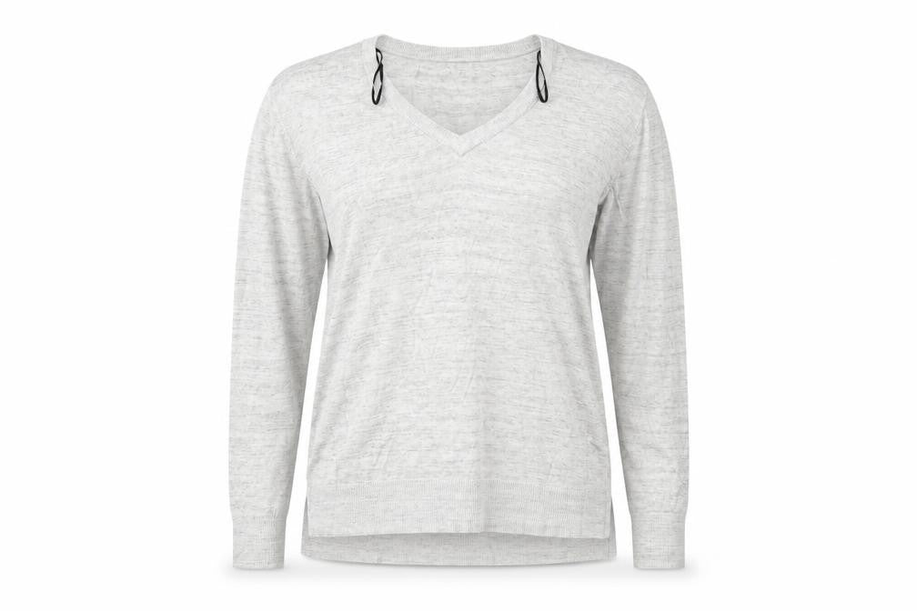 Front view of H&M women’s grey knit jumper, size M