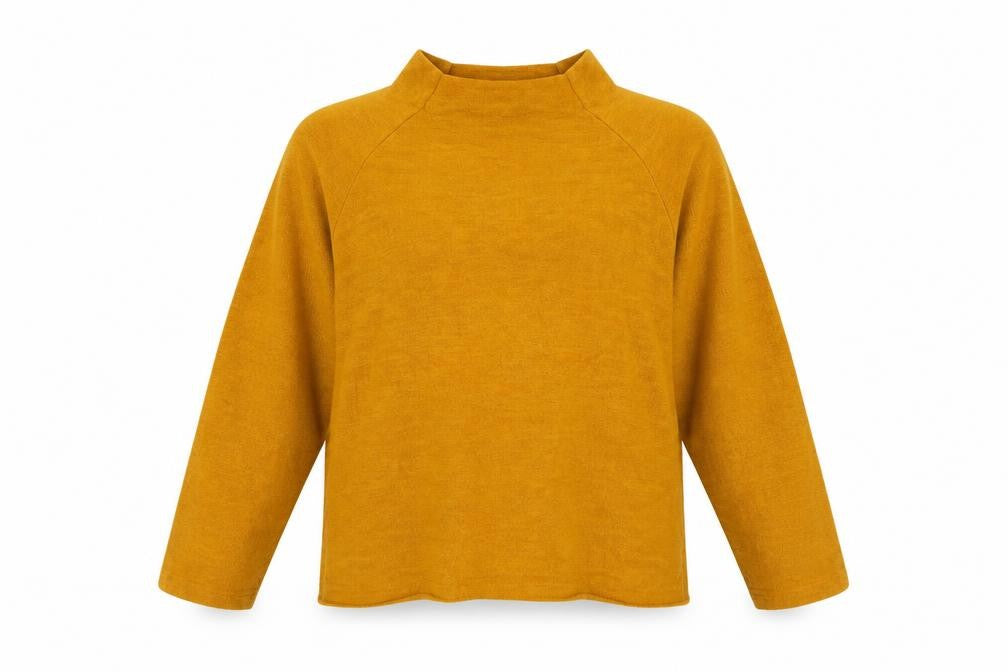 Front view of H&M women’s yellow jumper, size L