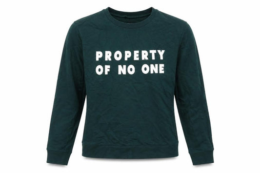 Front view of Divided by H&M women’s green pullover sweatshirt, size S, - property of no one