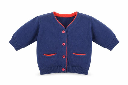 Front view of Next girls’ blue cardigan jumper, size 0-3, months