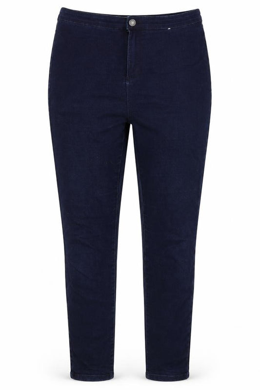 Front view of DENIM AND CO women’s blue skinny jeans, size UK 14, 26.5-inch leg
