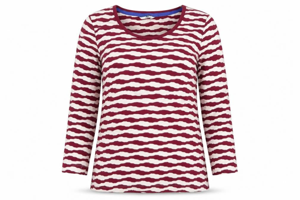 Front view of Dash women’s red striped basic t-shirt, size UK 10