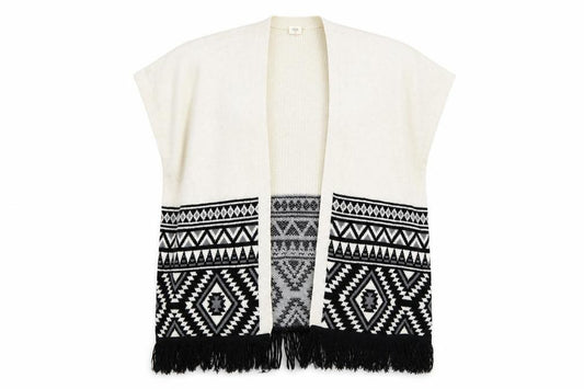 Primark Girls White Geometric Knit Cardigan Jumper Size 9-10 Years
