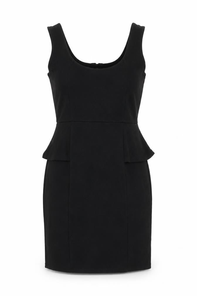 Front view of Warehouse women’s black sheath, size UK 10