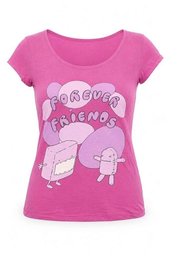 Front view of Xdye Monsters women’s purple basic t-shirt, size M