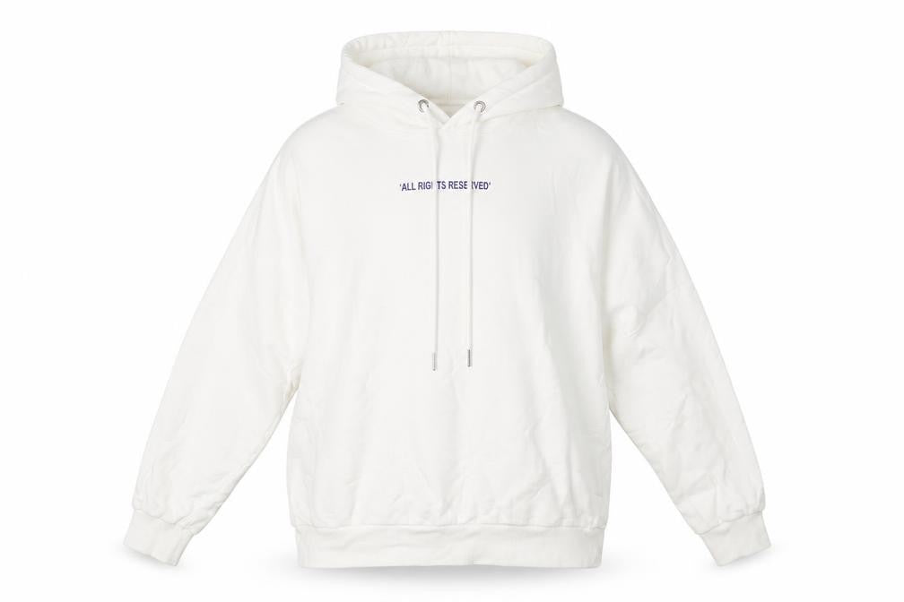 Front view of H&M women’s white pullover hoodie, size S