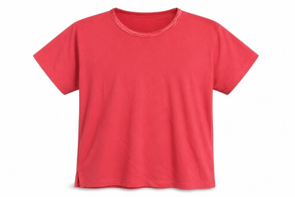 Front view of Carolyn Taylor women’s pink basic t-shirt, size M