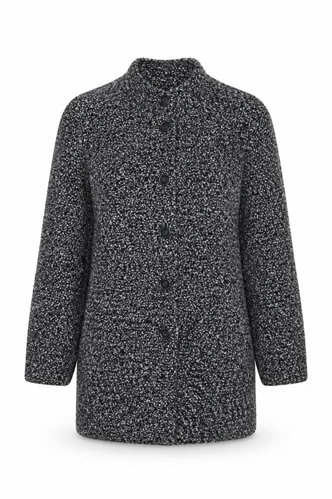 Front view of ellla moda women’s grey jacket, size S