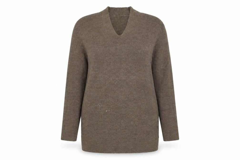 Front view of Preworn women’s brown jumper, size UK 10