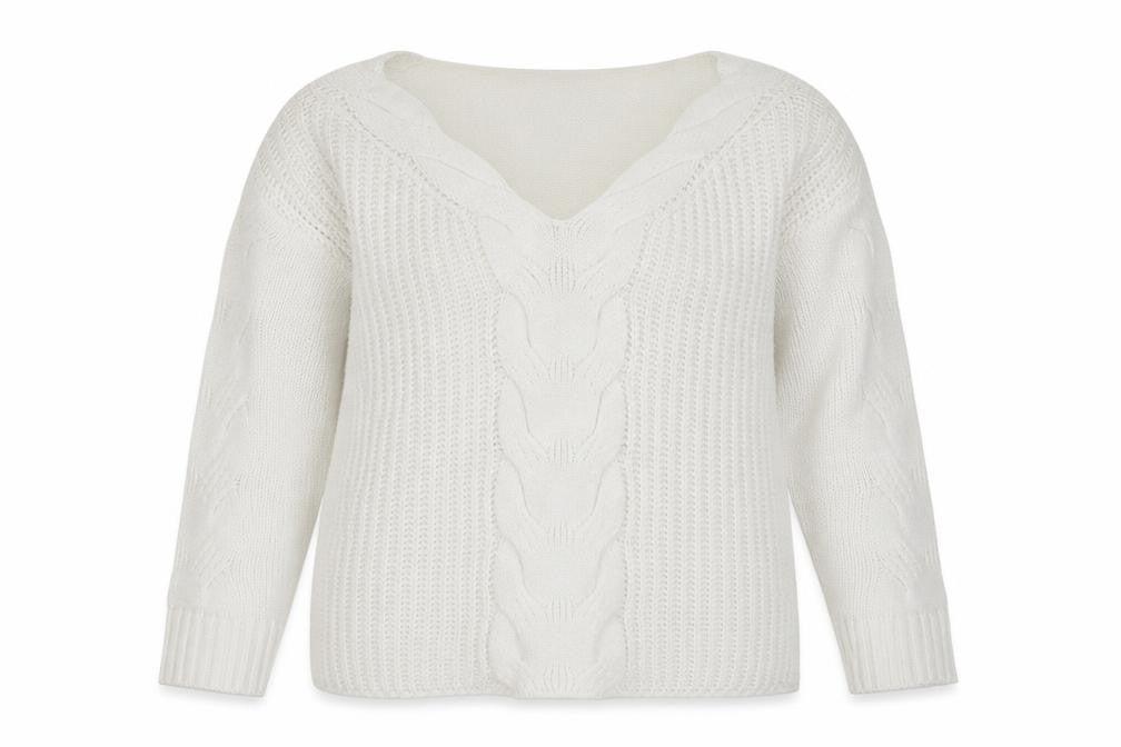 Front view of Yoins women’s ivory jumper, size M