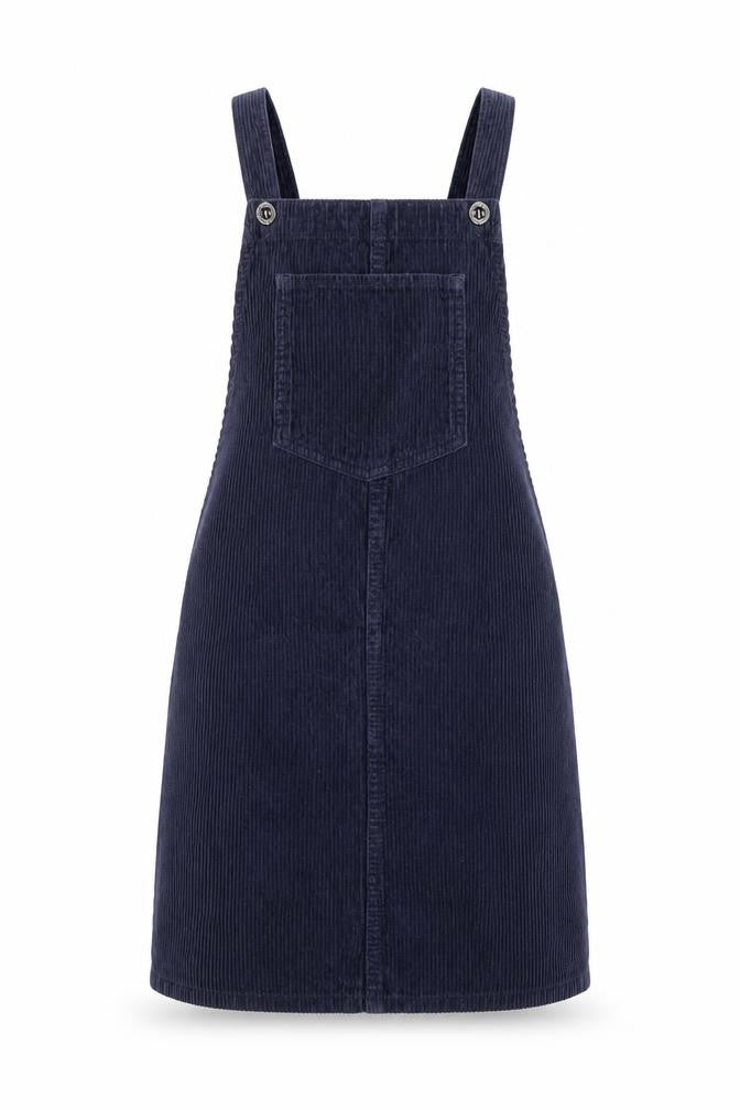 Front view of Topshop women’s blue dungaree one-piece, size UK 4