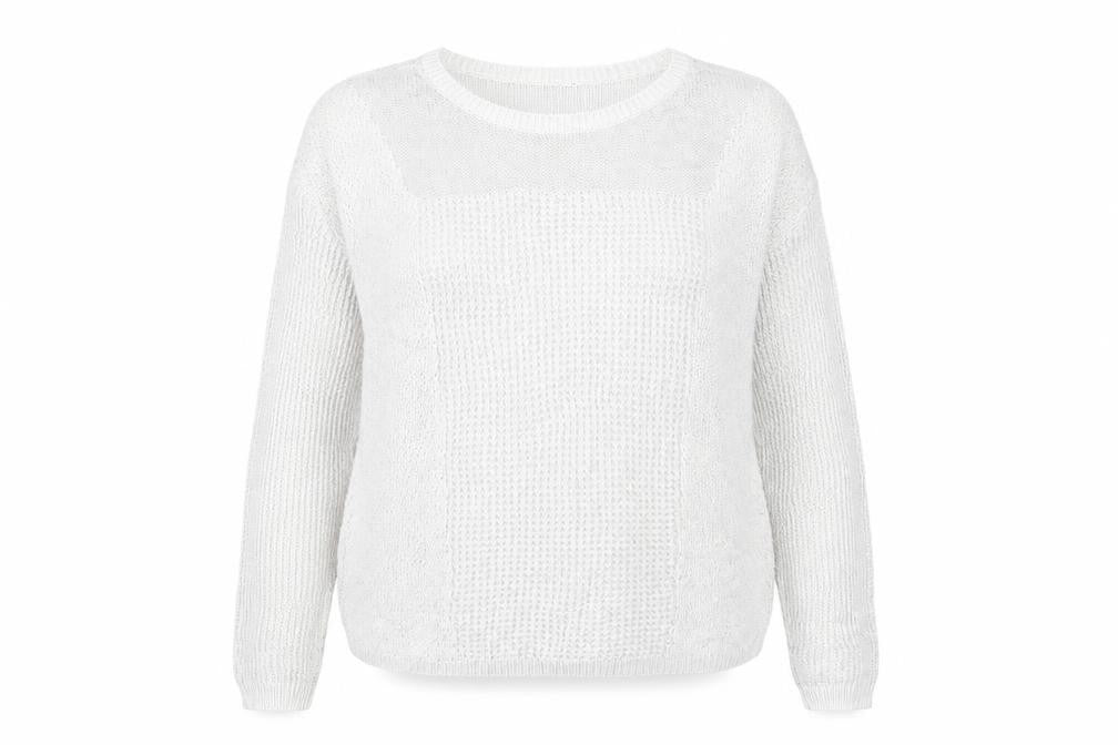 Front view of New Look women’s grey knit jumper, size UK 14