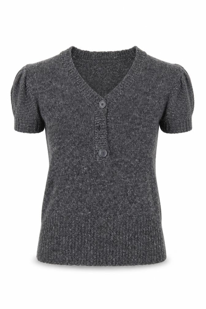 Front view of Internacionale women’s grey knit jumper, size UK 14
