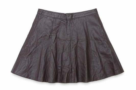 Front view of Miss Selfridge women’s purple flare skirt, size UK 10