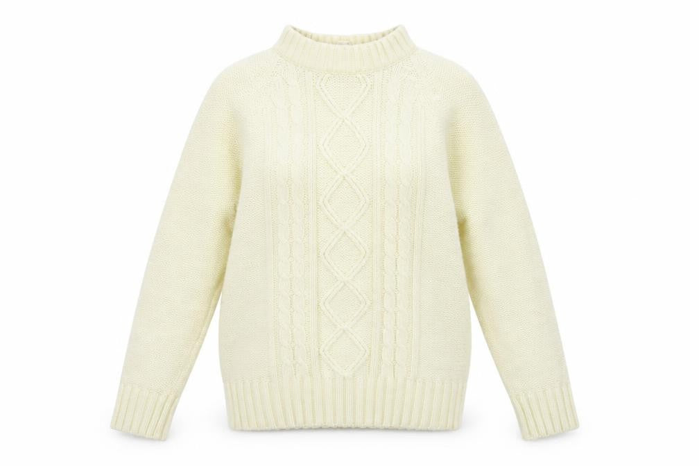 Front view of Preworn women’s yellow argyle/diamond jumper, size UK 14