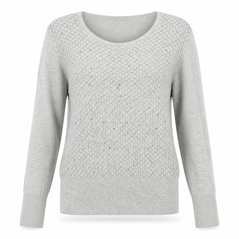 Front view of Mud Flower women’s green jumper, size M