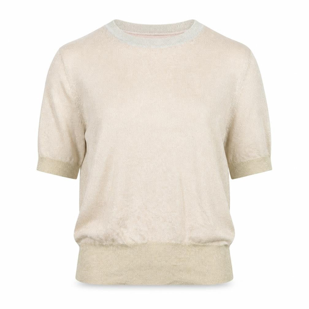 Front view of Marks & Spencer women’s gold knit jumper, size M