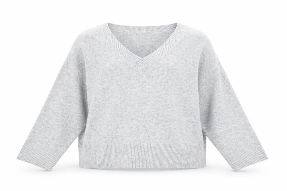 Front view of H&M women’s grey jumper, size UK 12