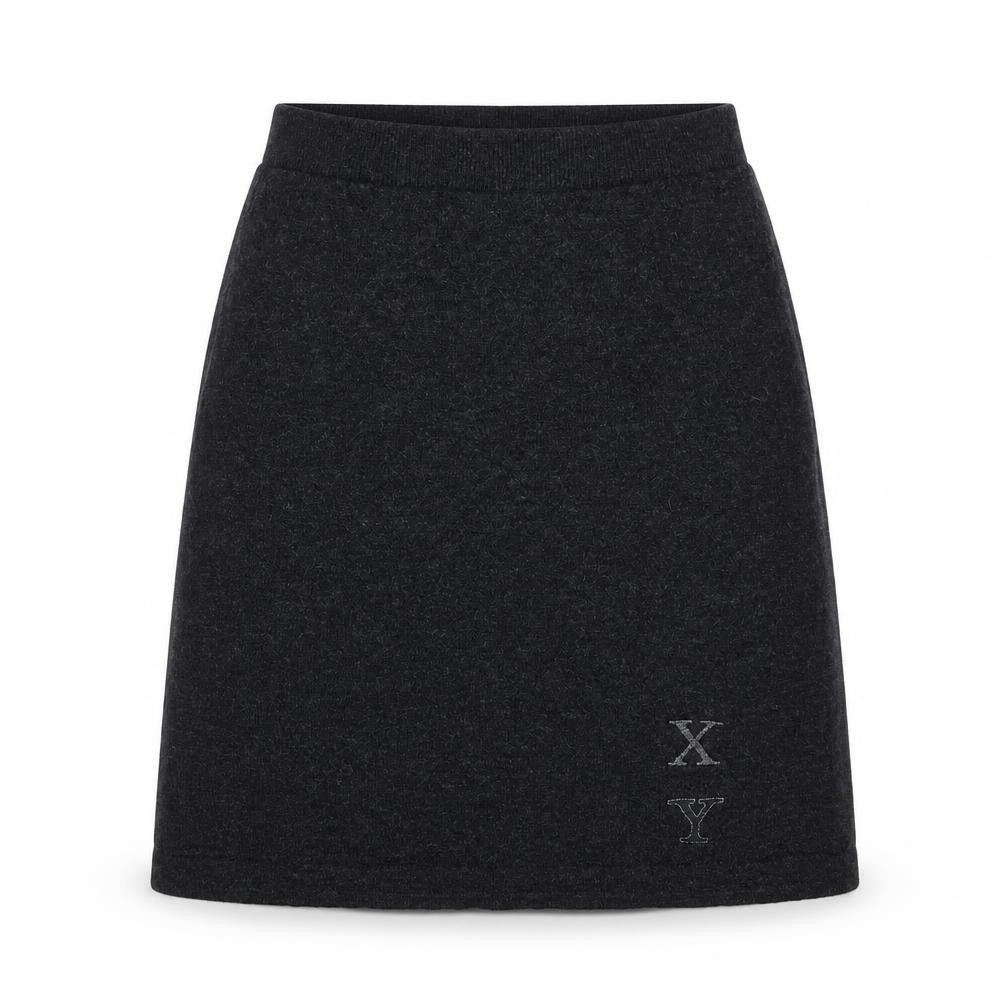 Front view of Frapp women’s grey a-line skirt, size UK 28