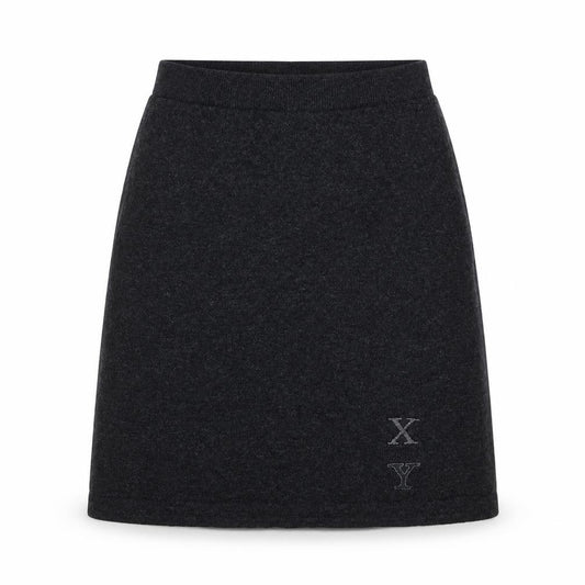 Front view of Frapp women’s grey a-line skirt, size UK 28