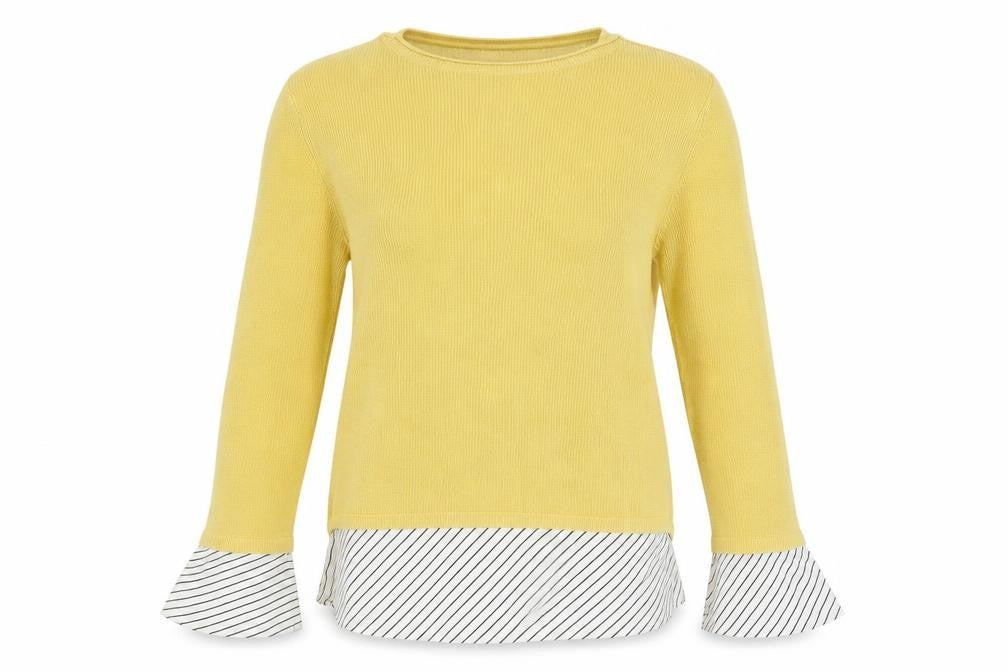 Front view of Next women’s yellow jumper, size UK 12