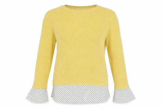 Front view of Next women’s yellow jumper, size UK 12