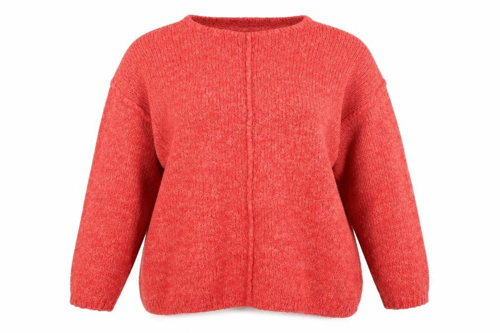 Front view of Theme women’s red jumper, size UK 18