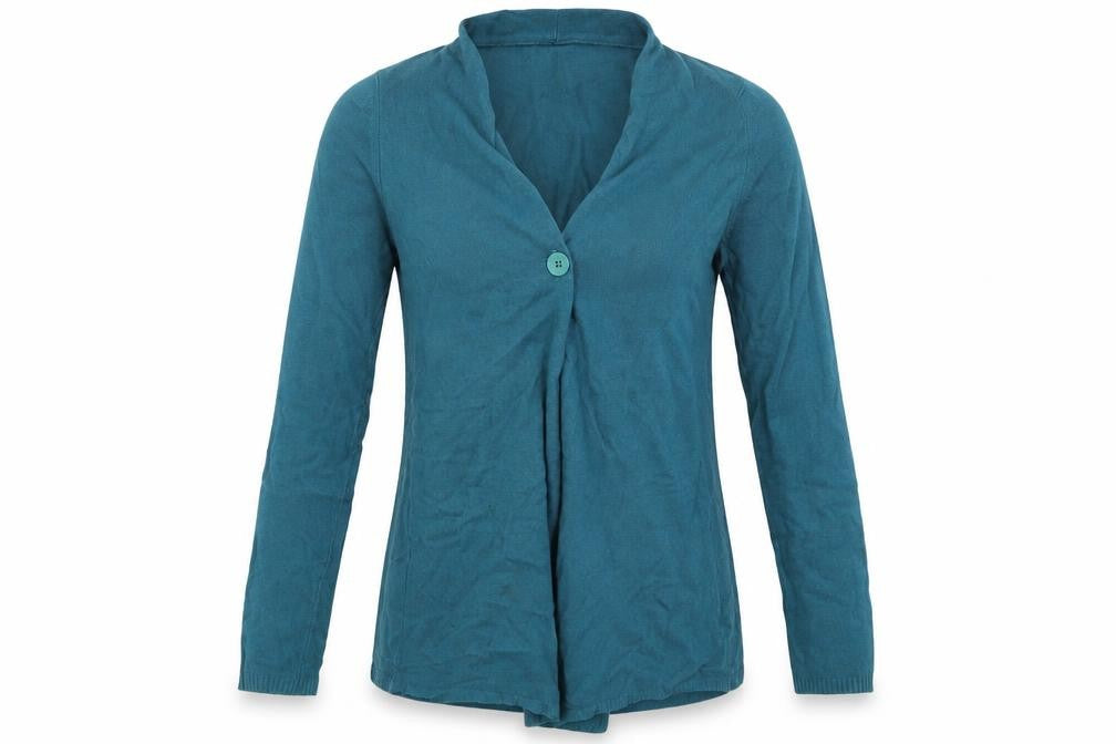 Front view of Preworn women’s green jumper, size M