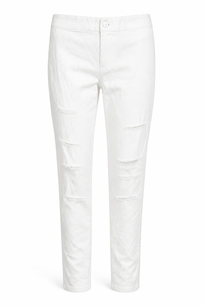 Topshop Womens White   Skinny Jeans Size 28 in L32 in - Ripped distressed Look