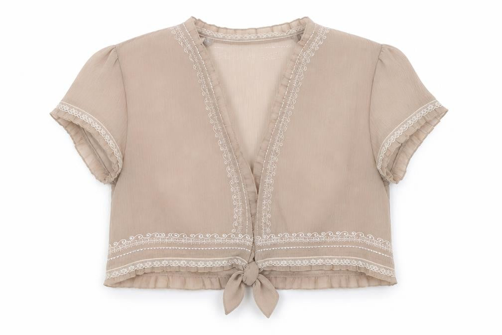 Front view of David Emanuel women’s beige basic blouse, size UK 12