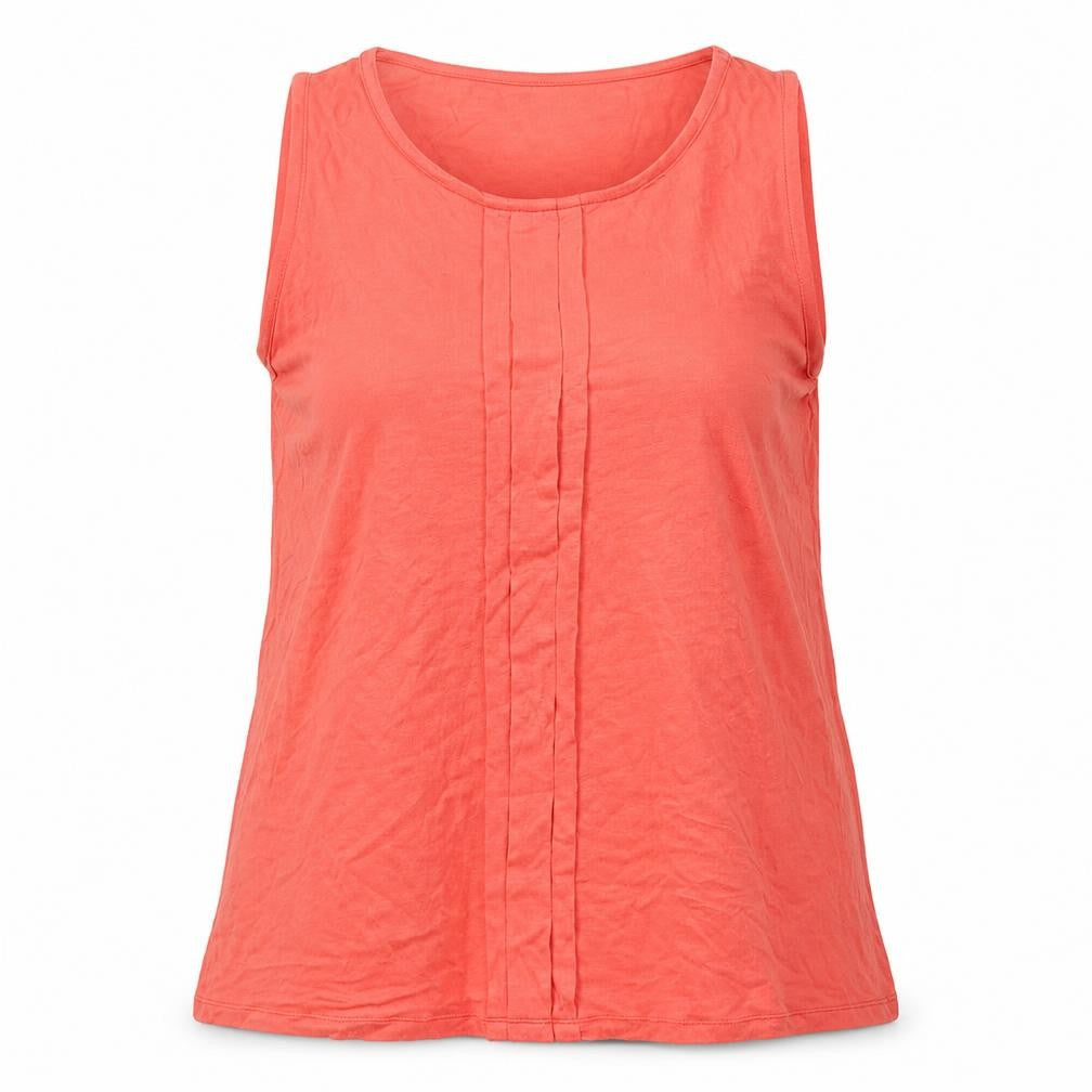 Front view of BHS women’s pink basic tank, size UK 14