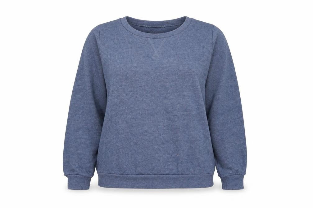 Front view of Topshop women’s blue jumper, size UK 12