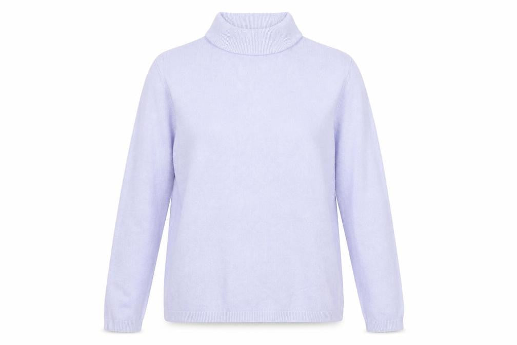 Front view of Papaya women’s purple knit jumper, size UK 14