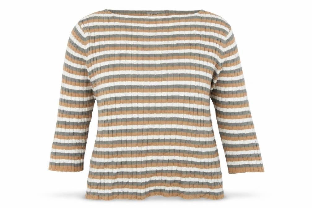 Front view of Cherokee women’s multicoloured striped jumper, size UK 14