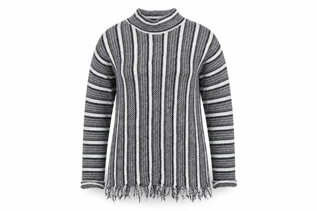 Front view of Topshop women’s black striped jumper, size UK 10
