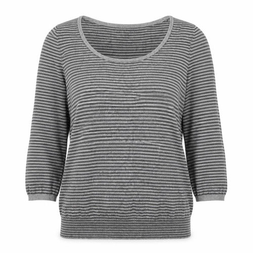 Marks and Spencer Womens Grey Striped  Henley Jumper Size 12