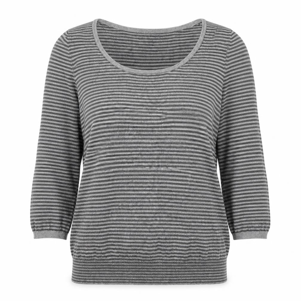 Marks and Spencer Womens Grey Striped  Henley Jumper Size 12