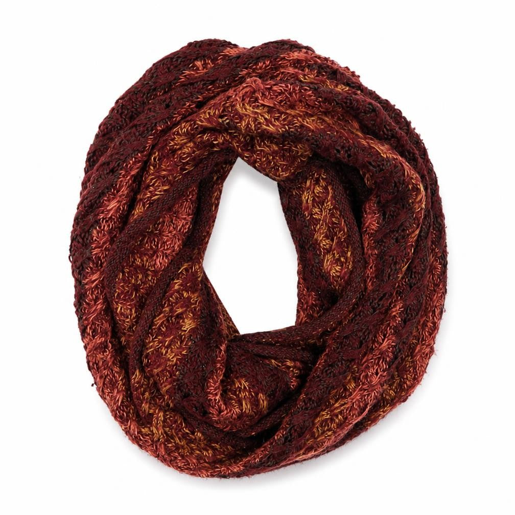 Front view of Yu Yu unisex red striped shawl/wrap