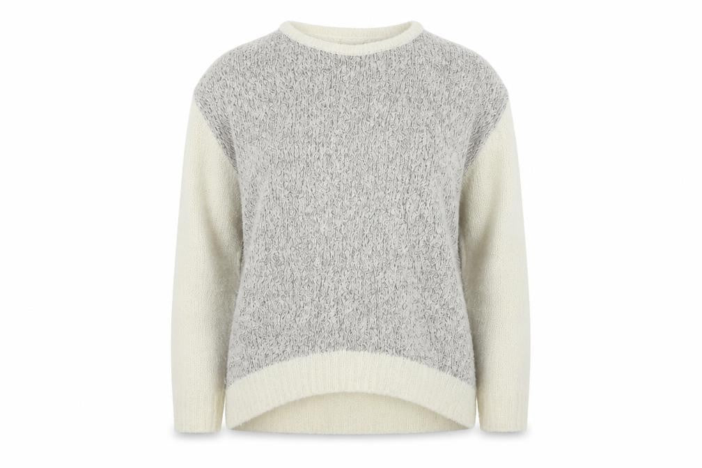 Front view of Marks & Spencer women’s white jumper, size UK 14