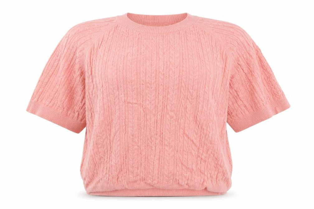 Front view of Papaya women’s pink knit jumper, size UK 14