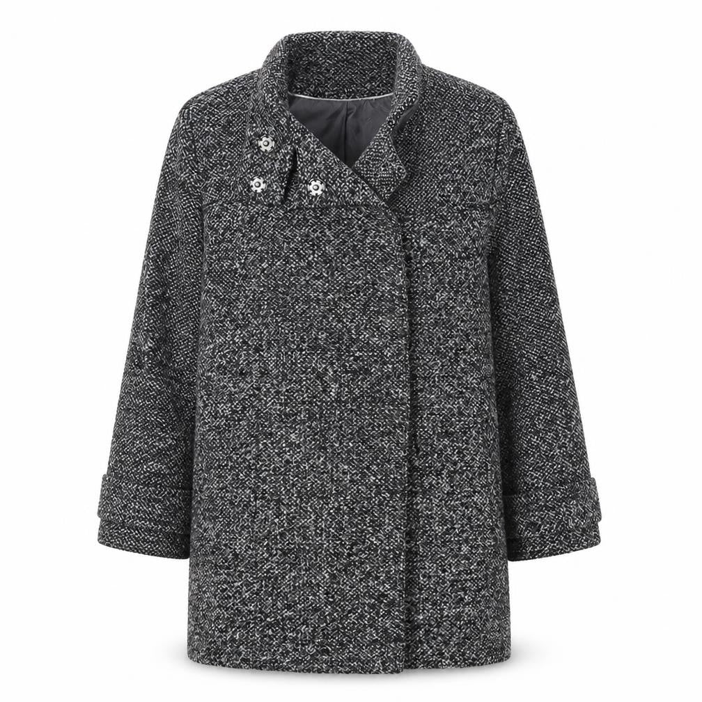 Front view of The Collection women’s grey overcoat coat, size UK 16