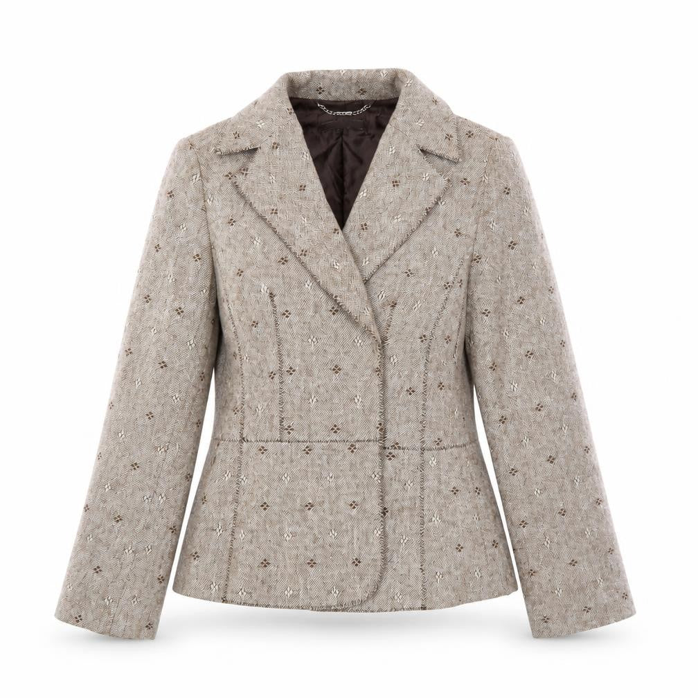 Front view of Mango women’s brown jacket blazer, size UK 12