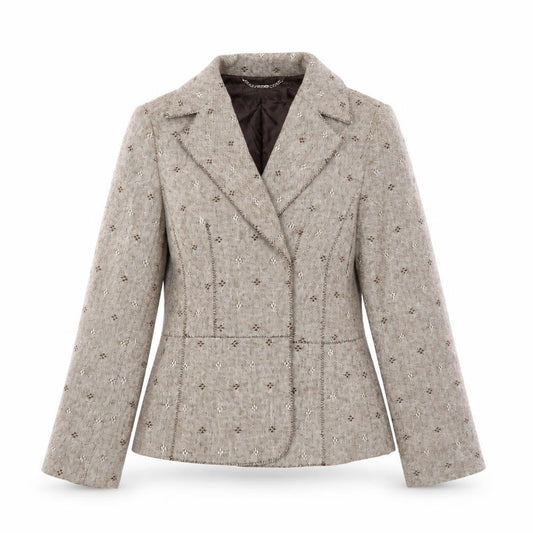 Front view of Mango women’s brown jacket blazer, size UK 12