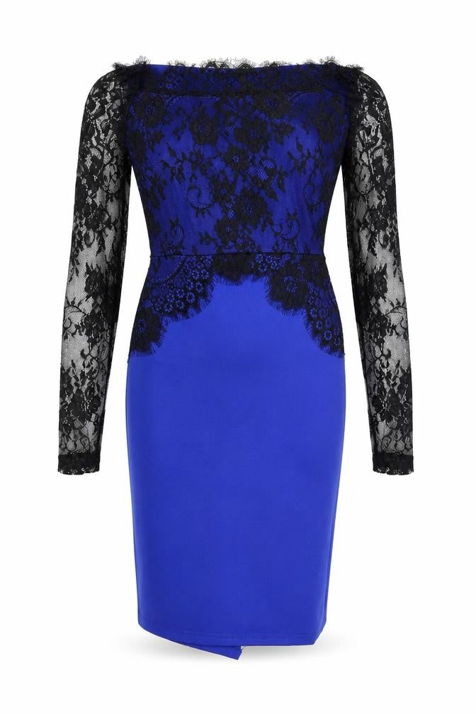 Front view of women’s blue bodycon, size S