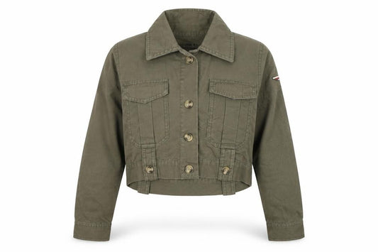 Front view of St Bernard girls’ green jacket, size 10, years