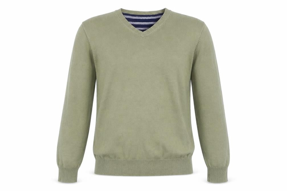 Front view of Blue Harbour men’s green jumper, size S